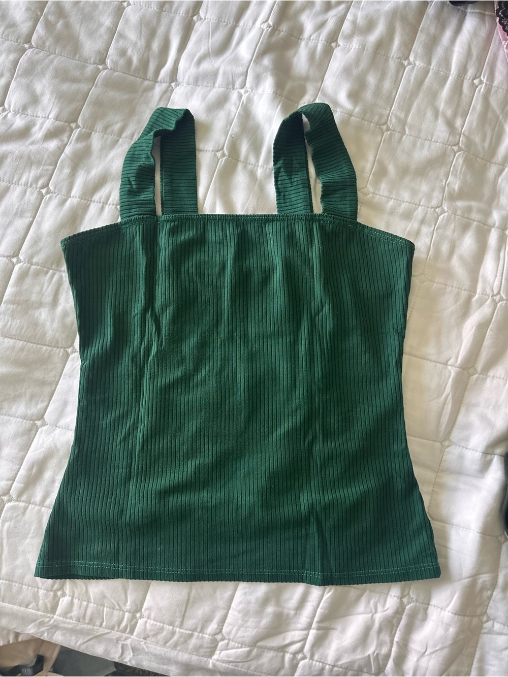 Reformation Emerald Ribbed Square-Neck Tank